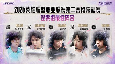 LPL公布涅槃組最佳陣容名單：Zika、Naiyou、Angel、Shaoye、Wink
