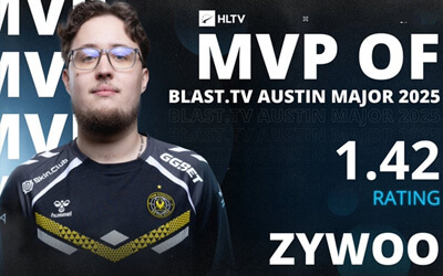 ZywOo以1.42rating斬獲奧斯汀Major MVP | Vitality