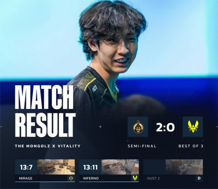 BLAST賞金賽S2：MongolZ 2-0 Vitality晉級，小蜜蜂止步